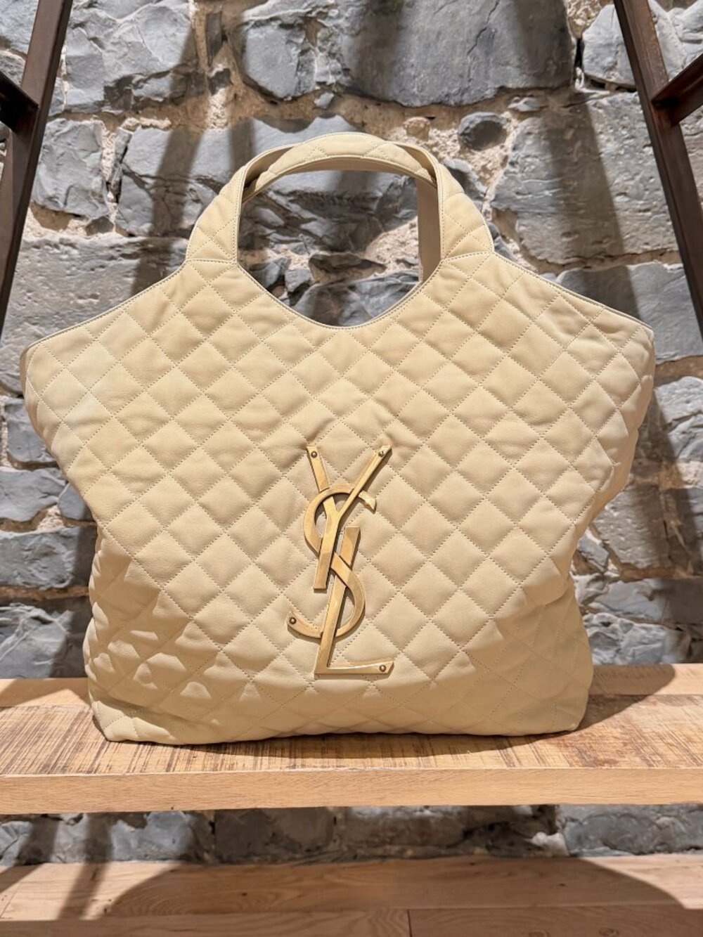 Saint Laurent 2023 Beige Nubuck Icare Maxi Tote Bag